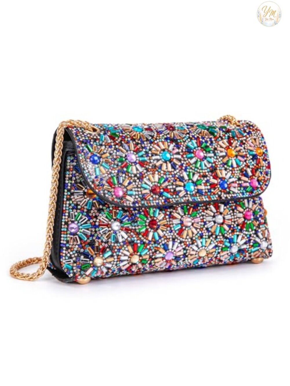 Rhinestone Evening Clutch Crossbody Bag with Chain Formal Purse